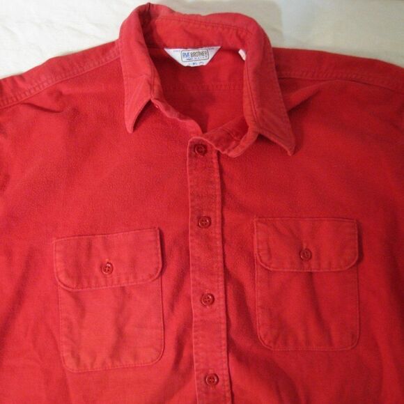 Vintage Five Brother Red Flannel Button Down Shirt - Picture 2 of 8